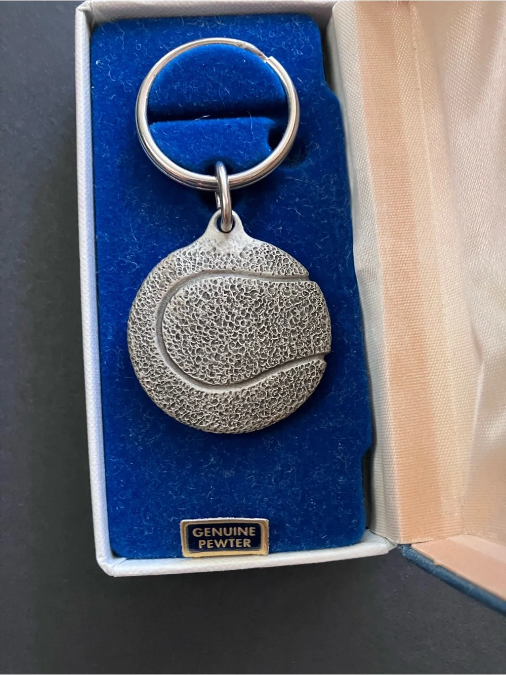 Fort USA Pewter Tennis Ball  Key Ring Chain New in Box w Pamphelt
